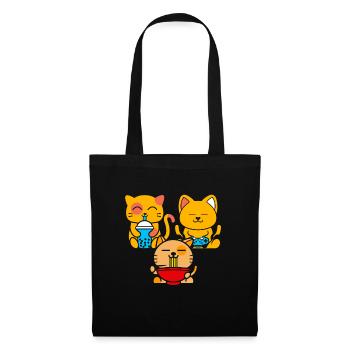 Chat Boba Thé Bubble Tea Gaming Gamer Ramen Anime - Sac en tissu - noir - Devant