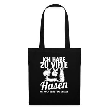 Kaninchen Hase - Stoffbeutel - Schwarz - Vorne