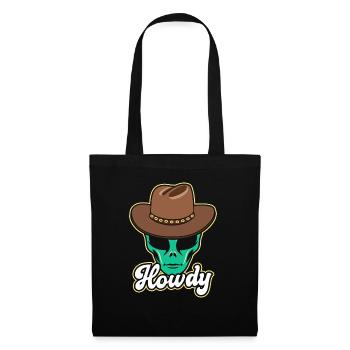 Howdy Alien Cowboy Space UFO Funny Western Rodeo - Stoffbeutel - Schwarz - Vorne