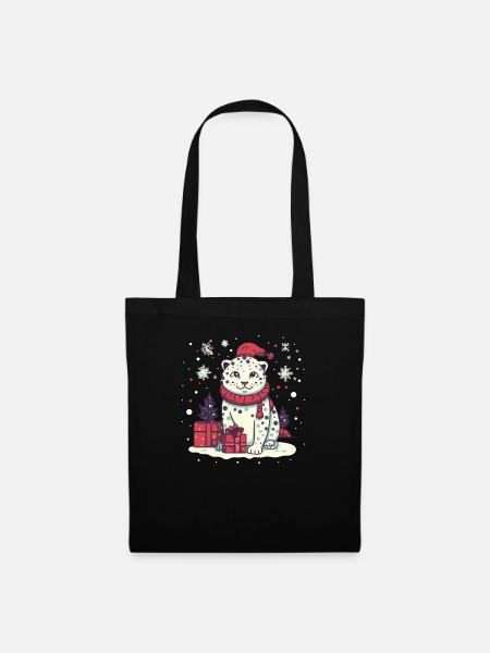 Schneeleopard Weihnachtsgeschenke, Liebesleoparden - Stoffbeutel - Schwarz