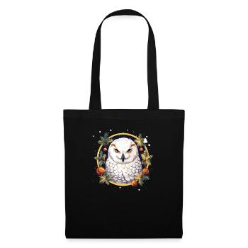 Harfang des neiges Noël ornement, aime les hiboux - Sac en tissu - noir - Devant
