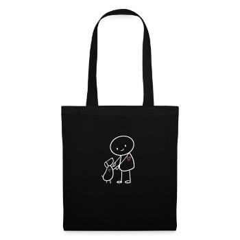 Chien figure de bâton propriétaire de chien - Sac en tissu - noir - Devant