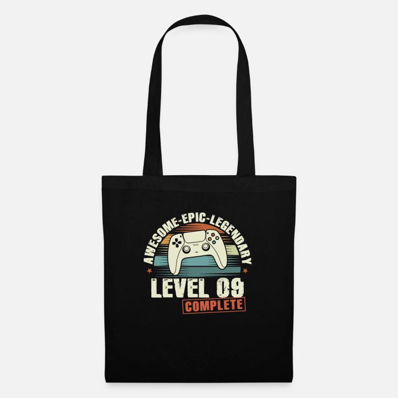 Level 09 Complete Geschenk zum 09. Geburtstag - Stoffbeutel - Schwarz