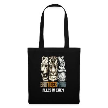 Bärtigermann Bär Tiger Mann Geschenk Bart - Stoffbeutel - Schwarz - Vorne