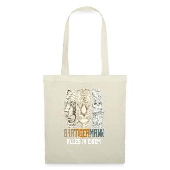 Bärtigermann Bär Tiger Mann Geschenk Bart - Stoffbeutel - Natur - Vorne