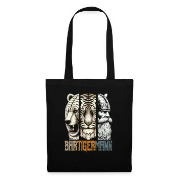 Bärtigermann Bär Tiger Mann Geschenk Bart - Stoffbeutel - Schwarz - Vorne