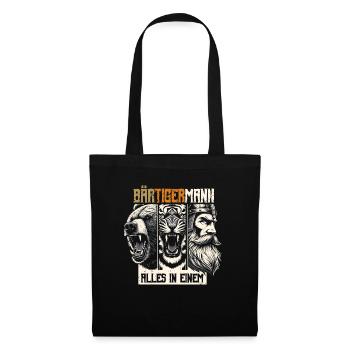 Bärtigermann Bär Tiger Mann Geschenk Bart - Stoffbeutel - Schwarz - Vorne