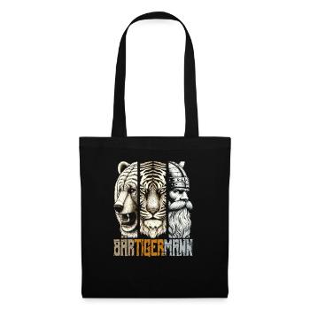Bärtigermann Bär Tiger Mann Geschenk Bart - Stoffbeutel - Schwarz - Vorne
