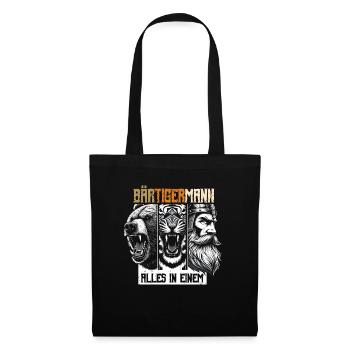 Bärtigermann Bär Tiger Mann Geschenk Bart - Stoffbeutel - Schwarz - Vorne