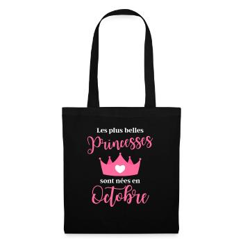 Les plus bellas princess sont nees en octobre - Sac en tissu - noir - Devant