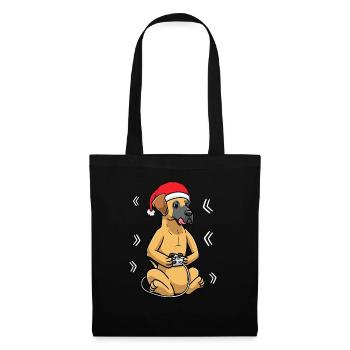 Deutsche Dogge Hund Weihnachten Videospiele Gamer - Stoffbeutel - Schwarz - Vorne