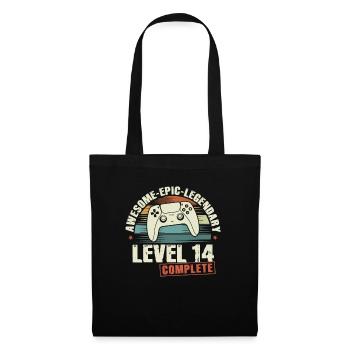 Level 14 Complete Geschenk zum 14. Geburtstag - Stoffbeutel - Schwarz - Vorne