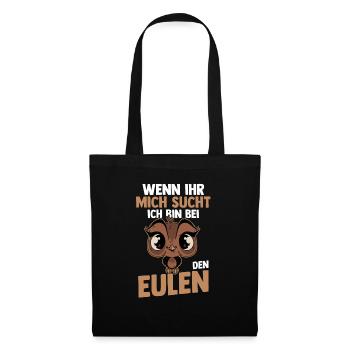 Eulen - Stoffbeutel - Schwarz - Vorne