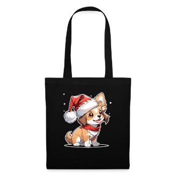 Dog with Christmas Hat - Tote Bag - black - Front