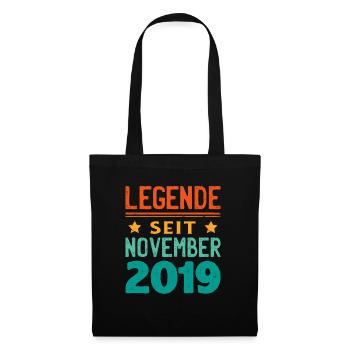 November 2019 Legende seit 4 Jahren Mann Frau - Stoffbeutel - Schwarz - Vorne