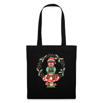 Otter On Mushroom Christmas Wreath Xmas Sea Otter - Tote Bag - black - Front