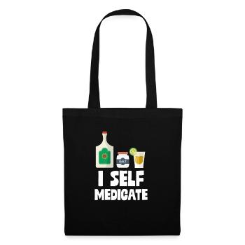 Je m'automédicamente Bouteille de tequila Jeu de mots Shot Pun - Sac en tissu - noir - Devant