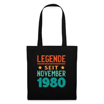 November 1980 Legende seit 43 Jahren Mann Frau - Stoffbeutel - Schwarz - Vorne