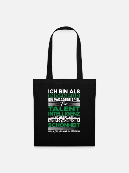 Ingenieur Bescheiden - Lustiger Spruch - Stoffbeutel - Schwarz