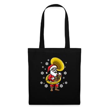 Weihnachtsmann Mit Sousaphon-instrument - Stoffbeutel - Schwarz - Vorne