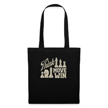 Think Move Win Jeu de société drôle de joueur d’échecs - Sac en tissu - noir - Devant