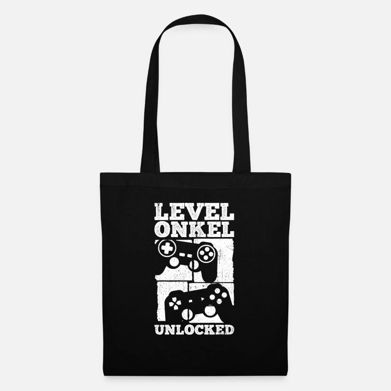 Level Onkel Freigeschaltet Geburt Party Zocker Gam - Stoffbeutel - Schwarz