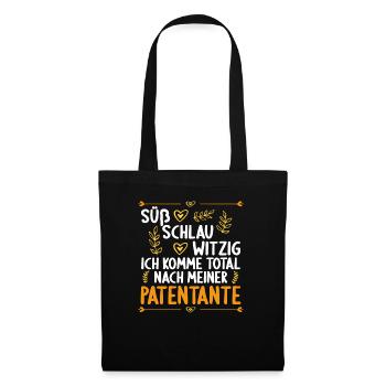 Ich komme total nach meiner Patentante Patenkind - Stoffbeutel - Schwarz - Vorne