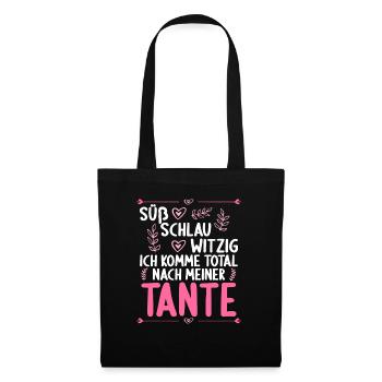 Ich komme total nach meiner Tante Nichte Neffe - Stoffbeutel - Schwarz - Vorne