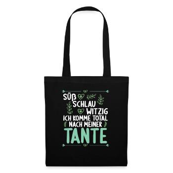 Ich komme total nach meiner Tante Nichte Neffe - Stoffbeutel - Schwarz - Vorne