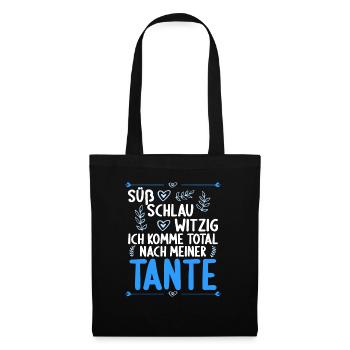 Ich komme total nach meiner Tante Nichte Neffe - Stoffbeutel - Schwarz - Vorne