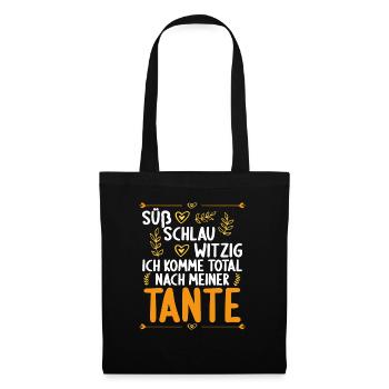 Ich komme total nach meiner Tante Nichte Neffe - Stoffbeutel - Schwarz - Vorne