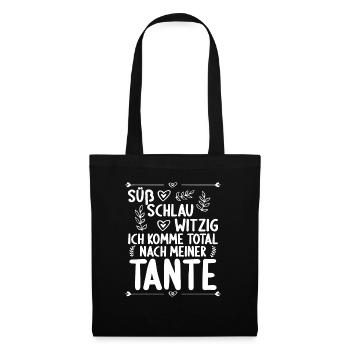 Ich komme total nach meiner Tante Nichte Neffe - Stoffbeutel - Schwarz - Vorne