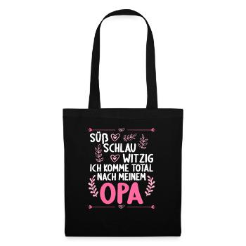 Ich komme total nach meinem Opa Enkelin Enkel - Stoffbeutel - Schwarz - Vorne