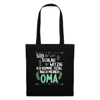Ich komme total nach meiner Oma Enkelin Enkel - Stoffbeutel - Schwarz - Vorne