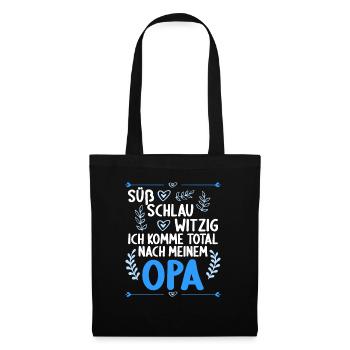 Ich komme total nach meinem Opa Enkelin Enkel - Stoffbeutel - Schwarz - Vorne