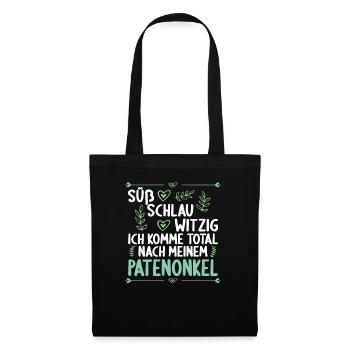 Ich komme total nach meinem Patenonkel Patenkind - Stoffbeutel - Schwarz - Vorne