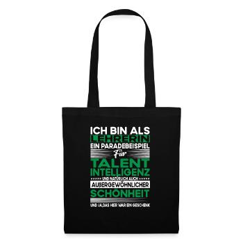 Lehrerin Bescheiden - Lustiger Spruch - Stoffbeutel - Schwarz - Vorne