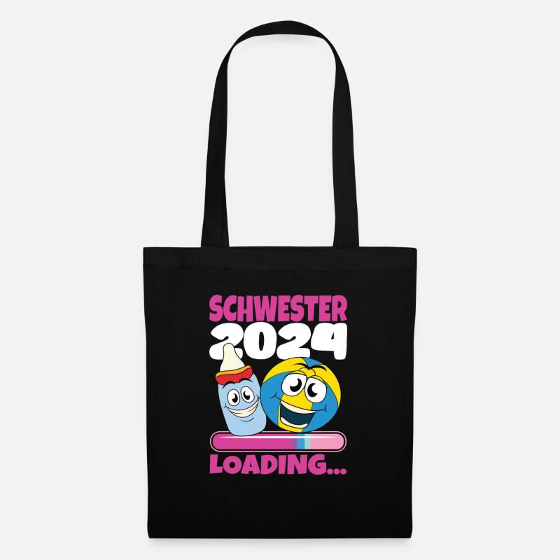 Schwester werden Schwester 2024 - Stoffbeutel - Schwarz