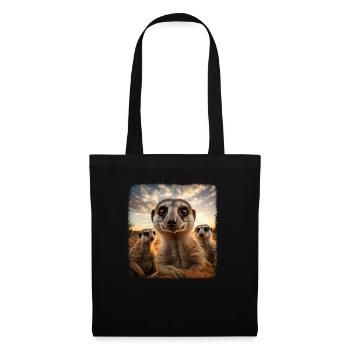 Meerkat realistic Erdmännchen - Stoffbeutel - Schwarz - Vorne