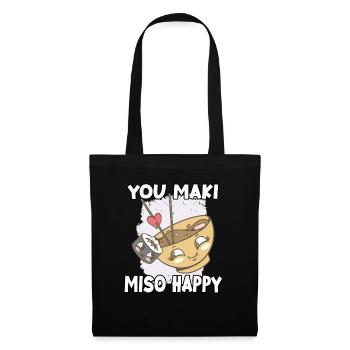 Mignon japonais sushi fan motif nigiri maki sushi - Sac en tissu - noir - Devant