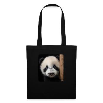 Pandas realistic Panda - Stoffbeutel - Schwarz - Vorne
