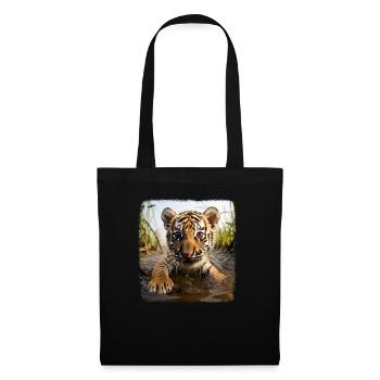 Tiger realistic baby tiger - Tote Bag - black - Front