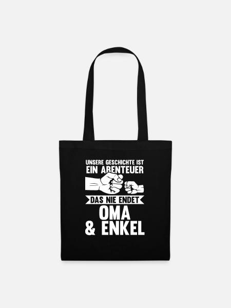 Oma Großmutter und Enkel - Stoffbeutel - Schwarz