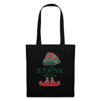 Ethan Elf Personalisierter Name Weihnachtsfamilie - Stoffbeutel - Schwarz - Vorne