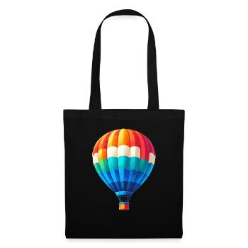 Bunter Heißluftballon im Klaren Himmel - Stoffbeutel - Schwarz - Vorne