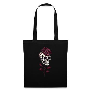 Totenschädel Rose Ästhetik Goth Totenkopf Grunge - Stoffbeutel - Schwarz - Vorne