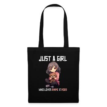Kawaii Girl Anime Manga Fille et Chien - Sac en tissu - noir - Devant