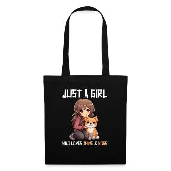 Kawaii Girl Anime Manga Fille et Chien - Sac en tissu - noir - Devant