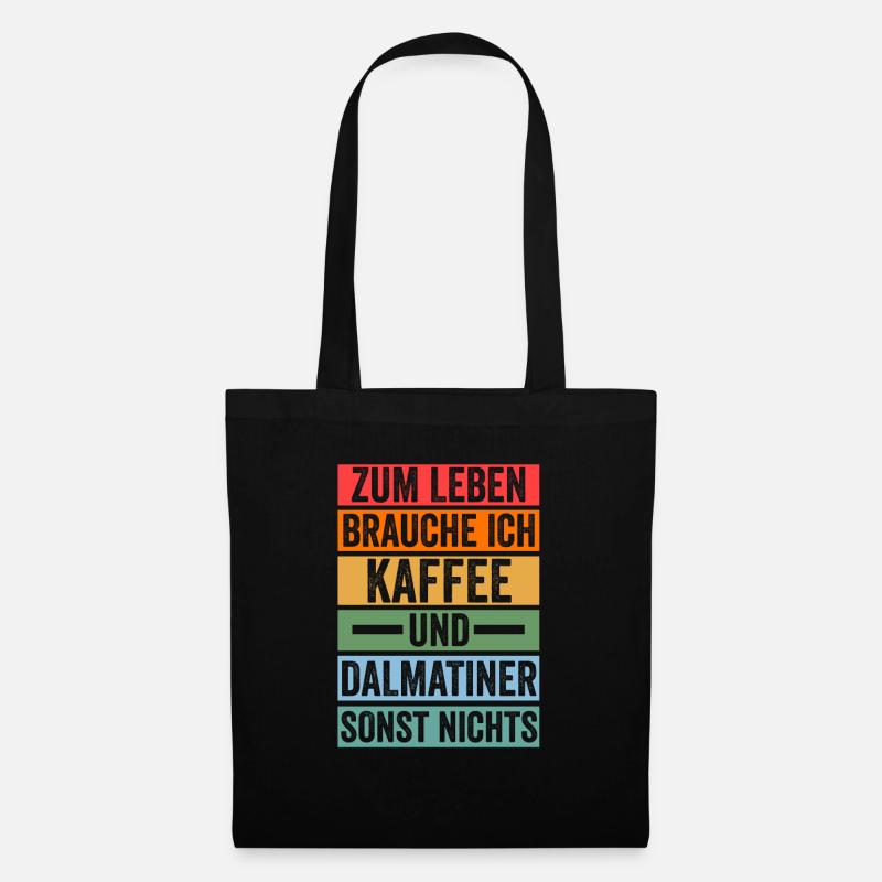 Kaffee Hund Dalmatiner - Stoffbeutel - Schwarz