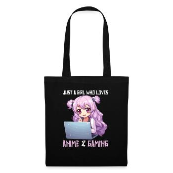 Kawaii Girl Anime Manga Fille Chat - Sac en tissu - noir - Devant